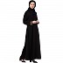 Casual abaya with golden lace at sleeves-Black-golden